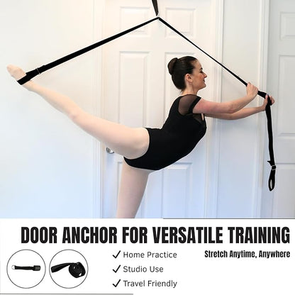 Danzcue Ballet Stretch Strap Set – Professional Dance Flexibility Trainer with Door Anchor, Extra Long Non-Slip Stretching Bands for Ballet, Jazz, Contemporary & Gymnastics