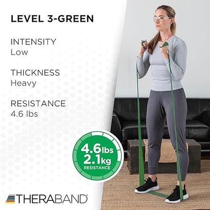 THERABAND Professional Resistance Band, Green Level 3 Heavy, 5 ft Exercise Band for Physical Therapy, Strength Training, Upper and Lower Body Workouts, Yoga and Pilates