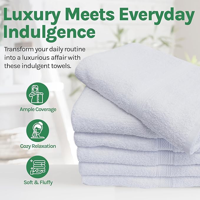 Towels N More Multi Pack 22X44 Small Light Weight Gym Towels or Can be Used as Quick Dry Bath Towel or Salon Towel, 100% Ring Spun Cotton Loops Sweat Towels Women's Hair Dry Towel (6)