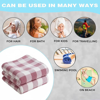 2-Pack Microfiber Bath Towels (27x54 Inches) - Ultra Soft & Quick Dry, 3X Absorbency, Lightweight for Gym, Yoga, Travel & Spa - Perfect for Home, Fitness & Post-Workou
