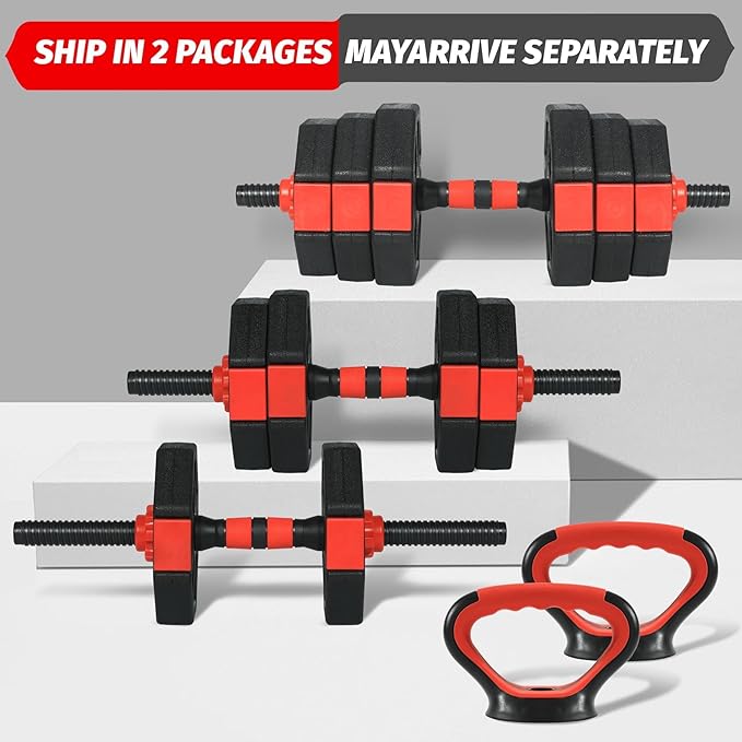 4-in-1 Octagonal Adjustable Dumbbell Set (66/88Lbs) – Converts to Barbell, Kettlebell & Push-Up Stand, Home Gym Free Weights for Men & Women, Full Body Workout with Anti-Slip Handles, Space-Saving