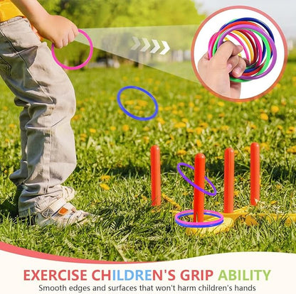 OBTANIM 12 Pcs Plastic 3 Inch Ring Toss Game for Kids and Outdoor Toss Rings for Speed and Agility Practice Game, Random Colors