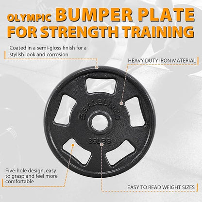 Balelinko Cast Iron 2-Inch Olympic Grip Plate Weight Plate for Strength Training, Weightlifting and Crossfit
