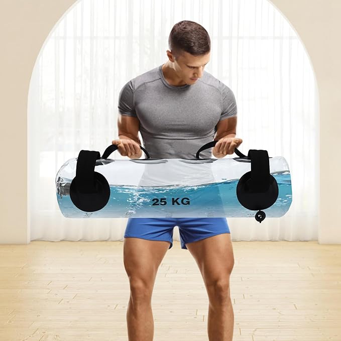 Portable Fitness Aqua Bag - 55lbs Water Weight Training Equipment with Stability Straps, Inflatable PVC for Full-Body Workouts - Ideal for Home & Outdoor Gym Use