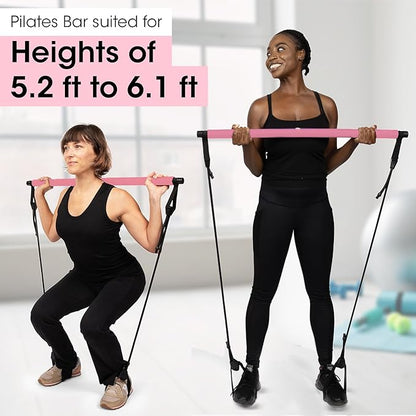 Stretched Fusion Pilates Bar Kit with Resistance Band for Home Workouts | Multifunctional Home Pilates Kit Set for Women & Men | Workout Bar for Legs, Hip, Waist and Arm, Includes 3 Bonuses