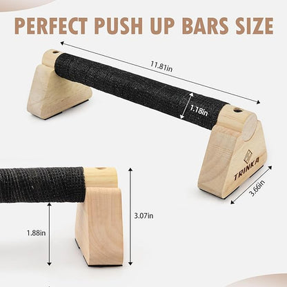 Wooden Parallettes Push Up Bars, 2 PCS Wood Calisthenics Bars with Non-Slip Base, Pushup Handles for Floor Home Fitness, Workout Equipment for Men and Women Strength Training