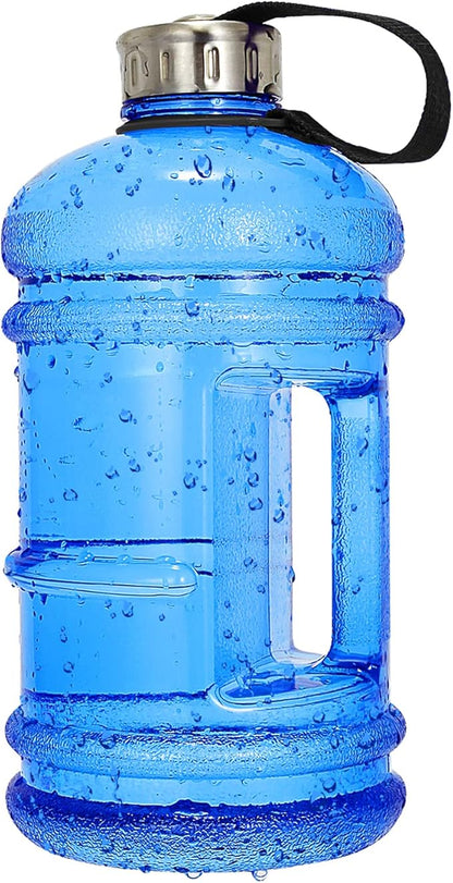 Half Gallon Big Water Bottle, 2.2L/73 OZ Large Leak Proof Sports Jug with Handle,Huge BPA Free PETG Plastic Wide Mouth Drinking Container Flask for Fitness Gym Biking Outdoor