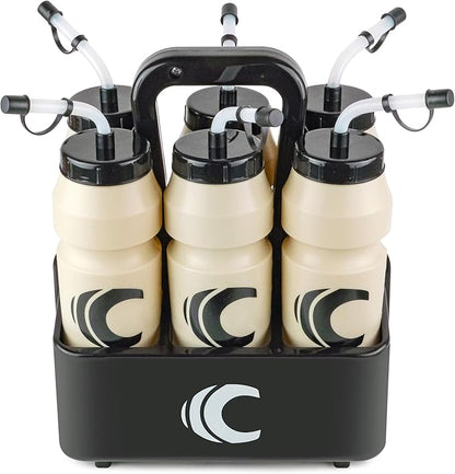 Cannon Sports 1 Liter Sports Water Bottle, BPA-Free, 34oz Capacity, Large Mouth, 2 lids (Straw & Squeeze) with Carrier, Great For Helmet Sports Such As Hockey, Lacrosse, Football, Boxing (Natural)