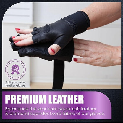 Fitness Fingerless Gloves for Men & Women | Medium Black Weight Lifting Glove with Ergonomic Gel Pad Wrist Support, Non-Slip Grip, Comfortable Workout Glove for Gym Exercise & Training
