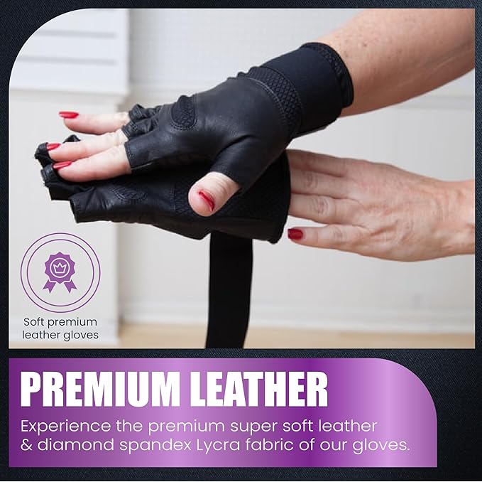 Fitness Fingerless Gloves for Men & Women | Large Black Weight Lifting Glove with Ergonomic Gel Pad Wrist Support, Non-Slip Grip, Comfortable Workout Glove for Gym Exercise & Training