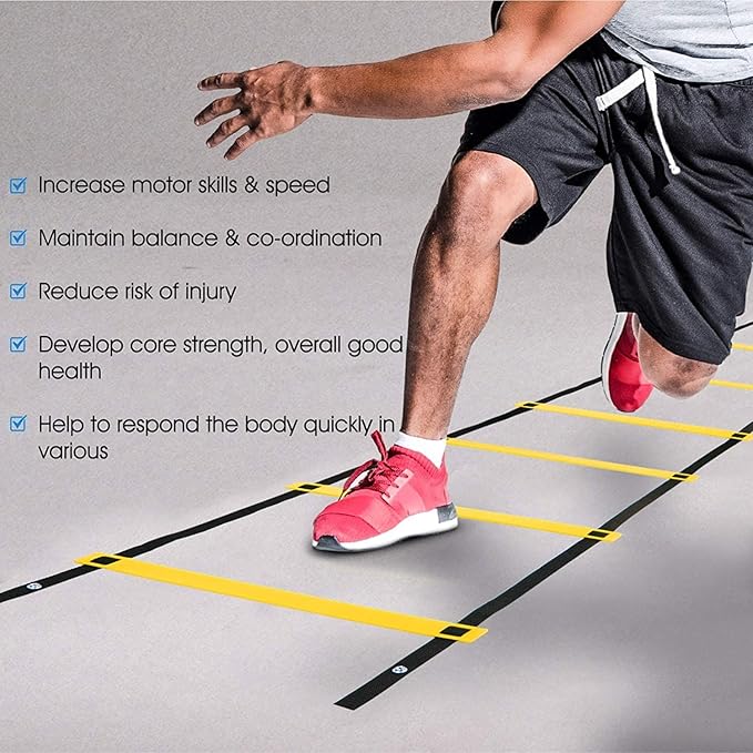 Yes4All Agility Ladder and Agility Hurdle Cone Set, Ultimate Speed Training Equipment, Agility Obstacle Training, Pet Outdoor Games, Included Carry Bag