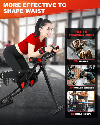GIKPAL Ab Machine, Ab Workout Equipment for Women, Adjustable Ab Trainer Machine for Stomach Workout at Home Gym, Ab Crunch Abdominal Exercise Equipment (Black (Dual Slider))