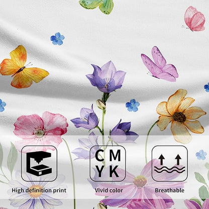 Spring Wildflower Kitchen Towels 14"x28" Set of 2 Watercolor Floral Hand Bath Towel Spring Summer Seasonal Soft Absorbent Fingertip Towel for Bathroom Shower Hotel Gym