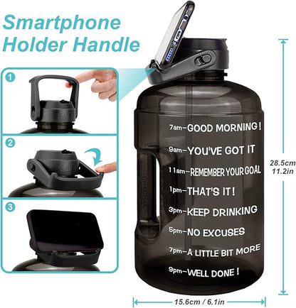 QuiFit 1 Gallon Water Bottle - with Straw & Motivational Time Marker Leak-Proof BPA Free Reusable Gym Sports Outdoor Large(128OZ/73OZ) Capacity Water Jug