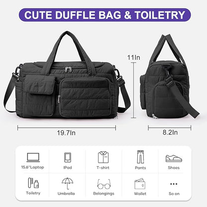 Small Gym Bag for Women, Travel Duffle Bag Carry On Weekender Bag with Shoe Compartment