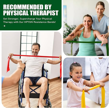 HPYGN 3 Levels Non-Latex Exercise Bands for Physical Therapy & Yoga, Professional Resistance Bands Set for Working Out, Strength Training, Pilates & Rehab, TPE Elastic Stretch Bands for Seniors, Women