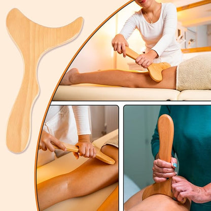 Wood Therapy Massage Tools 3 in 1,Wooden Lymphatic Drainage Massager Maderoterapia Kit Professional Body Cellulite Massager for Body Sculpting,Contouring,Relief Muscle,Anti-Cellulite