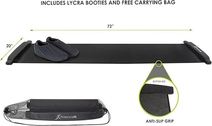 ProsourceFit Slide Board Mat for Exercise 6’ with End Stops, Booties & Carrying Bag for Low-Impact Indoor Home Workouts and Sports Training