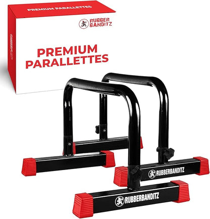 Rubberbanditz Parallette, Parallel Bars & Dip Station, Home Gym Essentials for L-Sit, Calisthenics, and Upper Body Workouts, Heavy Duty Ideal for Push Ups, Dips, Handstands & Gymnastics | Pack 1