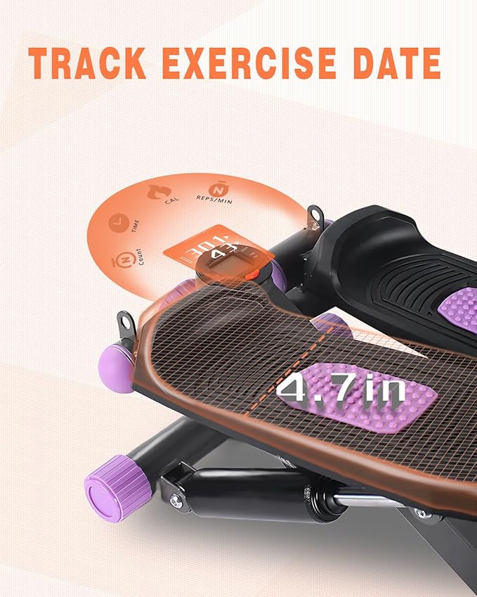 Steppers for Exercise at Home, Mini Stepper with Resistance Bands Quiet Portable Stair Stepper for Buttocks Lifting and Body Shaping