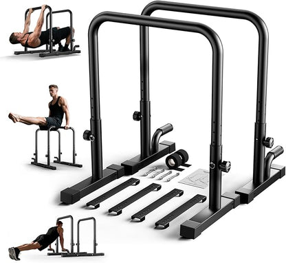 2026 Upgraded Dip Bars 880LBS Heavy Duty Dip Bar Station Height & Width Adjustable Parallel Bars for Full Body Strength Training Dip Stands Calisthenics Equipment for Home Push Up Bar