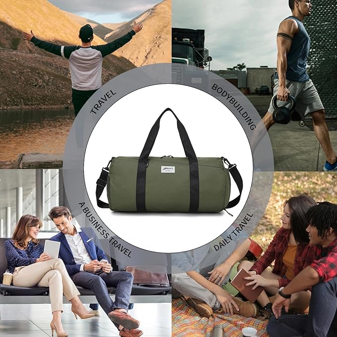 BE SMART Waterproof Mens Gym Bag with Shoe Compartment, Sports Gym Duffle Bag for Men Women, Lightweight Large Sport Duffel Bag for Travel, Sports, Fitness & Workout(Olive Green)