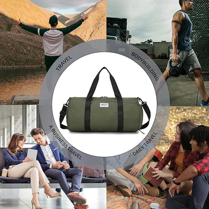 BE SMART Waterproof Mens Gym Bag with Shoe Compartment, Sports Gym Duffle Bag for Men Women, Lightweight Large Sport Duffel Bag for Travel, Sports, Fitness & Workout(Olive Green)