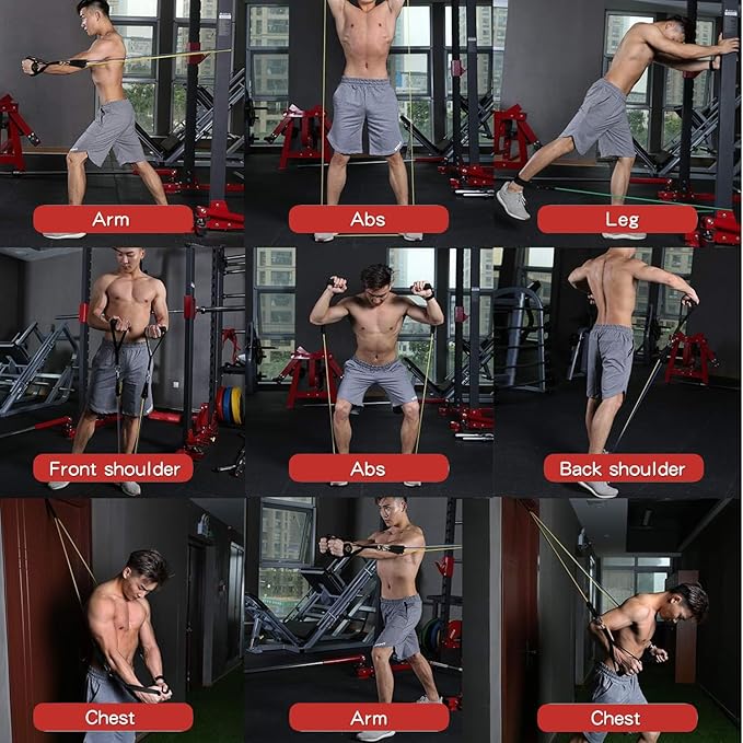 WHATAFIT Resistance Bands, Exercise Bands，Resistance Bands for Working Out, Work Out Bands with Handles for Men and Women Fitness, Strength Training Home Gym Equipment