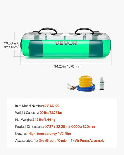 VEVOR Water Weights Aqua Bag, Large Aqua Bags for Workout, Adjustable Portable Stability Fitness & Full Body Exercise Equipment, for Strength Core and Balance Training, Home Gym Exercise, Clear