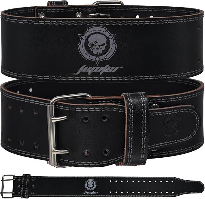 Weight lifting Belt (6mm Thick) - Genuine leather, offering back support. Double-pronged buckle, ideal for weightlifting, powerlifting, squats and deadlifts