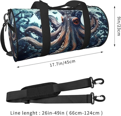 Sports Gym Bag for Women Men Travel Duffel Bag Tote Weekender Bag Carry on Overnight Bag for Travel Swimming Fitness Workout Sports Cool Octopus Duffle Bag