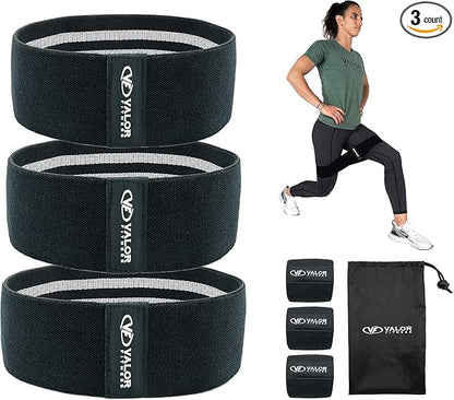 Valor Fitness Hip Bands - Fabric Resistance Glute Training Set, 3- Tension Level for Leg and Hip Mobility -Travel Bag Included