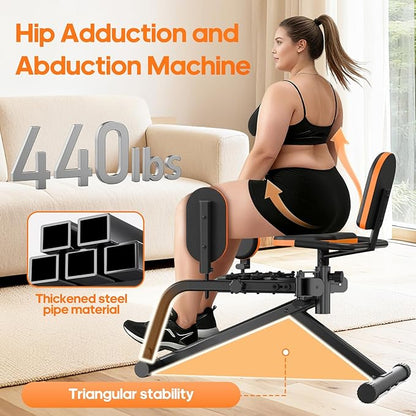 HXD-ERGO Hip Abductor/Adductor Machine for Home Gym, 6-Level Glute Machine & Thigh Workout Equipment, Booty Builder with Plush Padding, Compact Leg Exercise Euipment for Women & Men