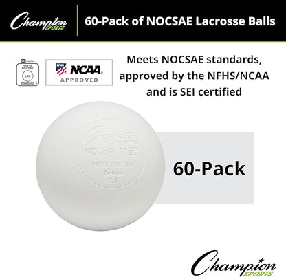 Champion Sports Lacrosse Balls – Official Size SEI Certified, Multi-Color Packs of 3, 6, or 12 for Practice & Games