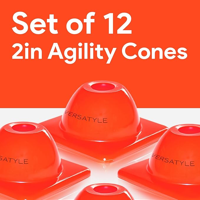 Heavy Duty Agility Training Cones (2 in, 6 in, 9 in, 12 in, 18 in, 28 in) for Sports and Kids Coaching, Multipurpose Field Marker Cones, Soccer, Basketball Drills, Bike, Motorcycle Training