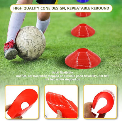 60/30 Pack Soccer Training Cones - Agility Cones with Carry Bag, Sturdy Disc Cones for Sports Training, Soccer, Football, Basketball, Indoor Outdoor Sports, Festive Events, Field Cone Markers