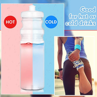 Tessco 24 Pack 25 oz Sports Water Bottles Plastic Reusable Water Bottles, Pull Top Leakproof Drink Spout for DIY Customization Fitness Hiking Cycling Gym Workout Business