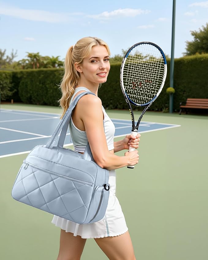 HOTOR Gym Bag for Women - Lightweight Travel Duffle Bags with Wet Pocket & Separate Shoe Bag, Multi-Pocket Carry on Weekender Duffel for Sports, Fitness, Overnight Trip, Blue, 16.5" x 7.5" x 11.9"