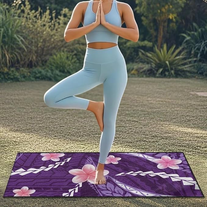Bulopur Polynesia Tropical Car Seat Towel Cover After Gym Workout Running Swimming Frangipani Water Absorbent Sweatproof Car Seat Cover Towel Blanket Automotive Accessories for Girly Women