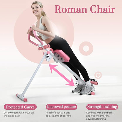 Ab Workout Bench, Adjustable Ab Crunch Machine for Home Gym - Multi-Functional Foldable Sit Up Bench with Preacher Curl Pad & Resistance Bands, Heavy-Duty Exercise Equipment for Arm/Back