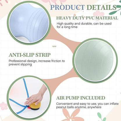 Jexine Peanut Ball for Kids Therapy - 3-Piece Anti-Burst Set, Yoga Balance Exercise Ball for Pregnancy & Home Gym, Includes 1 Pump & 3 Size Options