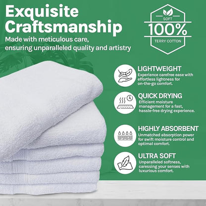 Towels N More Multi Pack 22X44 Small Light Weight Gym Towels or Can be Used as Quick Dry Bath Towel or Salon Towel, 100% Ring Spun Cotton Loops Sweat Towels Women's Hair Dry Towel (60)