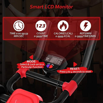 GYMAX Ab Machine, 440LBS Abdominal Workout Equipment with LCD Monitor, Adjustable Incline & Kneed Protection, Folding Compact Ab Trainer for Stomach Workout, Home Gym Core Strength Training