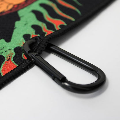 RokFit Gym & Golf Towel – Multi-Use, Quick-Dry, Durable Utility Towel with Bold Graphic and Carabiner Clip (Face The Fury)