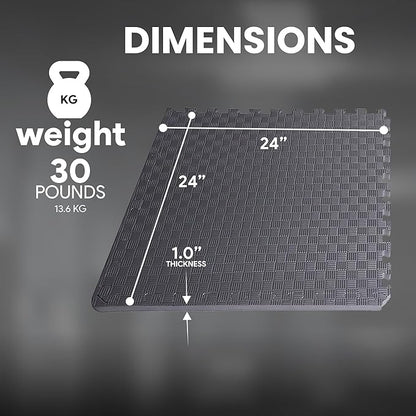 BalanceFrom Puzzle Exercise Mat 1" Thick, EVA Interlocking Foam Floor Tiles for Home Gym, Mat for Home Workout Equipment, Floor Padding for Kids, Gray, 24 in x 24 in x 1 in, 24 Sq Ft - 6 Tiles