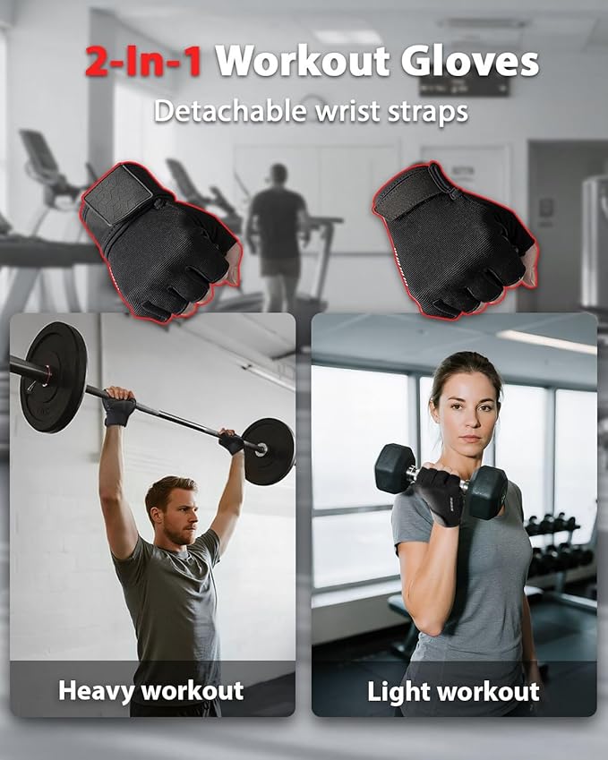 RIGWARL Workout Gloves, Lightweight Fitness Gloves with Full Palm Protection and Excellent Grip for Men Women, Weight Lifting Gloves for Cycling Pull ups Exercise