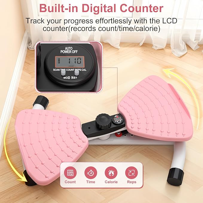 Waist Twister Machine Exercise, Ab Machine Adjustable Waist Twisting Fitness Tool，Noiseless Ab Twister Board for Women Men，Anti-Slip Home Gym Workout Equipment 300 lbs Weight Capacity