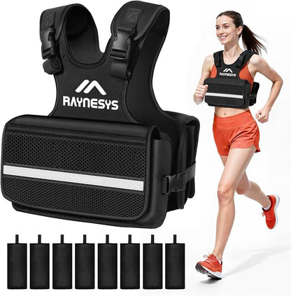 Adjustable Weighted Vest Women Men,1-12/1-20/1-30 LBS Weight Vests with Adjustable Shoulder Strap, 8 Ironsand, Large Pocket, Reflective Strip,Weighted Vest Men and Women for Workout, Strength Training