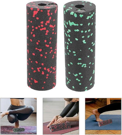 2pcs Yoga Roller Muscle Massage Stick Lightweight Hollow Foam Roller for Muscle Relaxation and Back Relief, Portable Fitness Equipment for Home and Travel (Green Red)