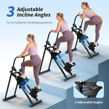 Foldable Stair Stepper for Home, Adjustable Stair Climber with 4 Heights & 3 Angles, Compact Folding Vertical Stair Master for Exercise at Home for Full-Body Workout